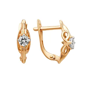 Серьги из красного золота с фианитами