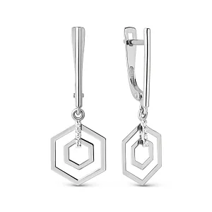 Серьги из белого золота с фианитами