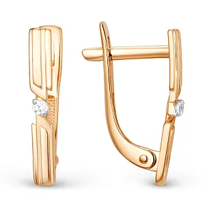 Серьги из красного золота с фианитами