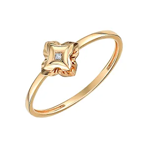 Кольцо из красного золота с бриллиантом