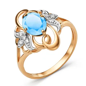 Кольцо из красного золота с swiss топазом