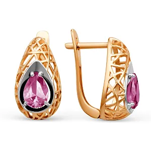 Серьги из красного золота с корундами