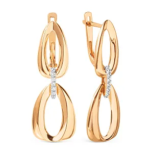 Серьги из красного золота с фианитами