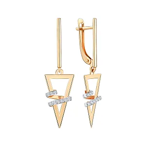 Серьги из красного золота с фианитами