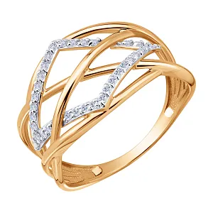 Кольцо из красного золота с фианитами