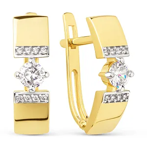 Серьги из желтого золота с фианитами