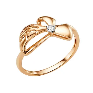 Кольцо из красного золота с фианитом