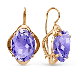 Серьги из красного золота с аметистами