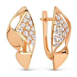 Серьги из красного золота с фианитами