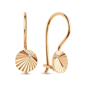 Серьги детские из красного золота с фианитами