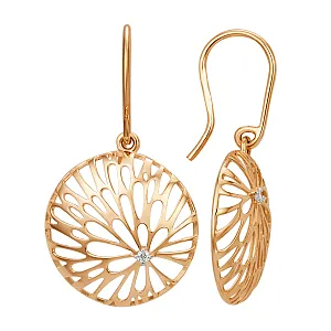 Серьги из красного золота с фианитами