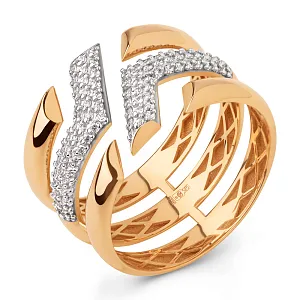 Кольцо из красного золота с фианитами