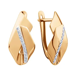 Серьги из красного золота с фианитами