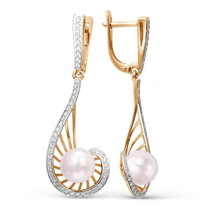 Серьги из красного золота с фианитами