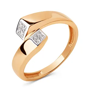 Кольцо из красного золота с фианитами