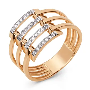 Кольцо из красного золота с фианитами