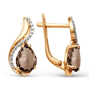 Серьги из красного золота с раухтопазами