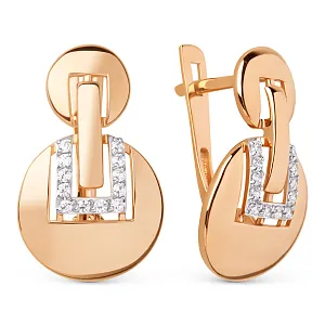 Серьги из красного золота с фианитами