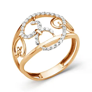 Кольцо из красного золота с фианитами