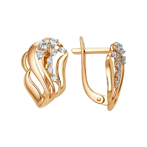Серьги из красного золота с фианитами