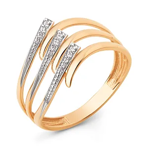 Кольцо из красного золота с фианитами