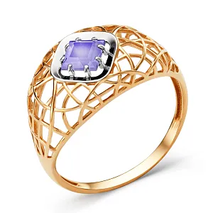 Кольцо из красного золота с аметистом