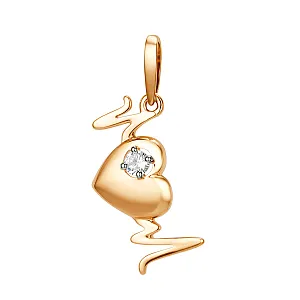 Подвеска из красного золота с фианитом