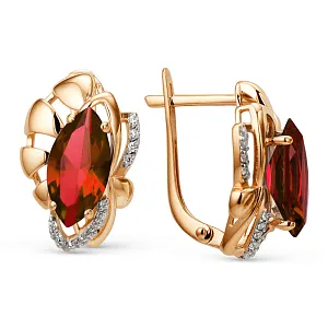 Серьги из красного золота с корундами