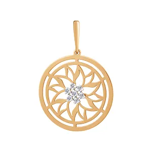 Подвеска из красного золота с фианитами