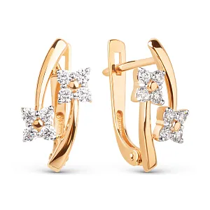 Серьги из красного золота с фианитами