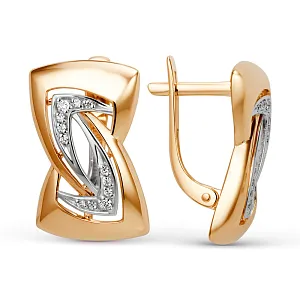 Серьги из красного золота с фианитами