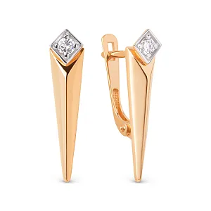 Серьги из красного золота с фианитами