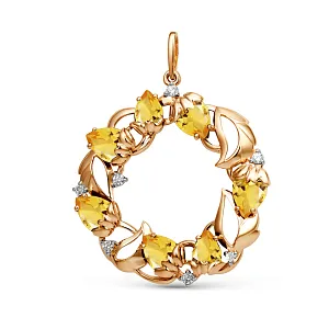 Подвеска из красного золота с цитринами