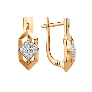 Серьги из красного золота с фианитами