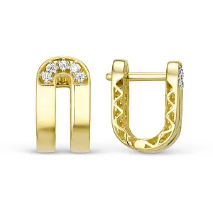 Серьги из желтого золота с фианитами