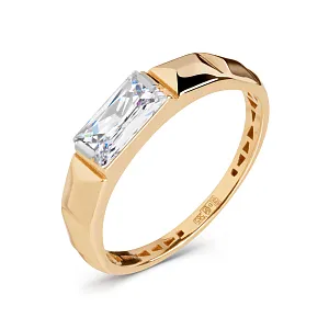 Кольцо из красного золота с фианитом