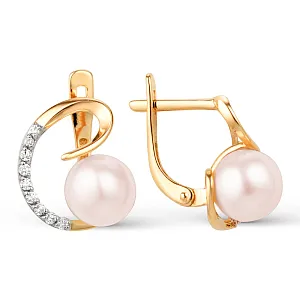 Серьги из красного золота с фианитами