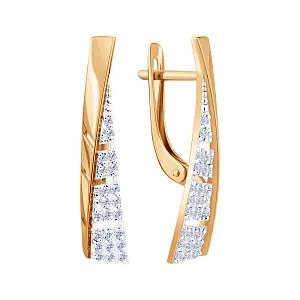 Серьги из красного золота с фианитами