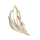 Брошь из красного золота с фианитами