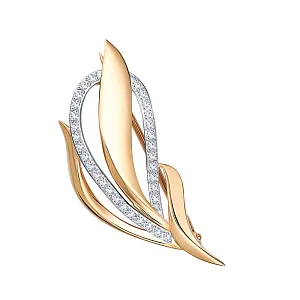 Брошь из красного золота с фианитами