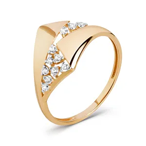 Кольцо из красного золота с фианитами