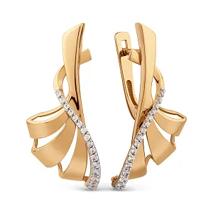 Серьги из красного золота с фианитами