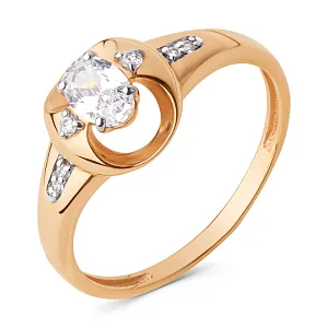 Кольцо из красного золота с фианитами