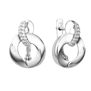 Серьги из белого золота с фианитами