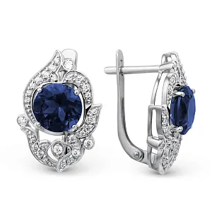 Серьги из белого золота с корундами