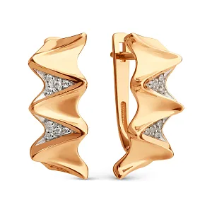 Серьги из красного золота с фианитами