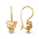 Серьги детские из красного золота с фианитами