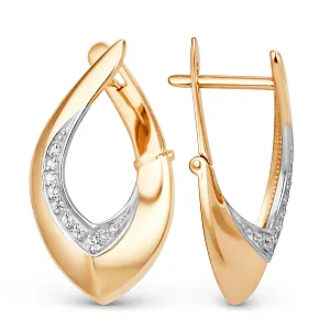 Серьги из красного золота с фианитами