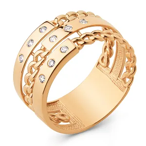 Кольцо из красного золота с фианитами