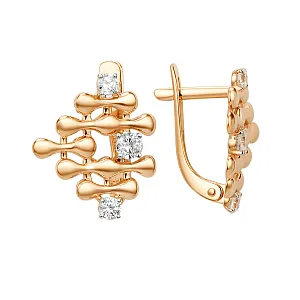 Серьги из красного золота с фианитами
